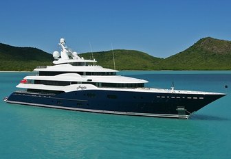 motor yacht AMARYLLIS anchors on a Caribbean yacht charter