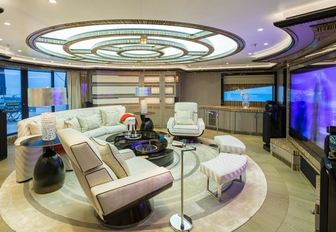 upper salon also serving as a cinema room on board charter yacht OKTO 
