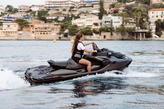A charter guest on a Jet Ski