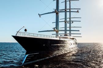 Charter yacht BLACK PEARL bow at sea