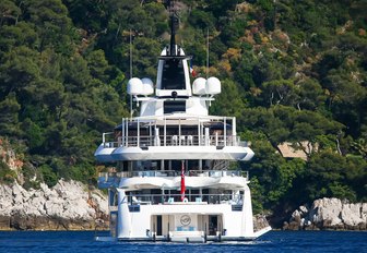 View from behind of Superyacht Lady S