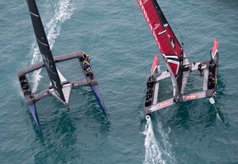 Emirates Team New Zealand and Artemis Racing go head to head in the 2017 America’s Cup Challenger Playoffs