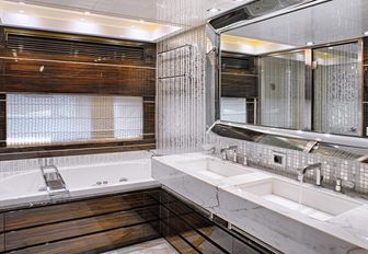 chic and contemporary bathroom aboard charter yacht Tutto le Marrané