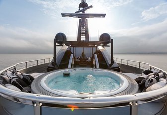 circular spa pool on the sundeck of luxury yacht OKTO 