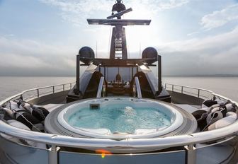 circular spa pool on the sundeck of luxury yacht OKTO 