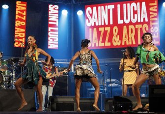 Dancers on stage at the St Lucia Jazz and Arts Festival