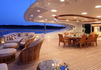 alfresco dining area on upper deck aft of motor yacht JAGUAR 