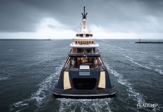 Charter yacht BREAKTHROUGH aft view at sea
