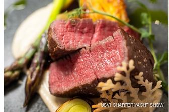 Plated premium cuisine with asparagus