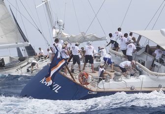 charter yacht KAWIL in action before securing first place at the Superyacht Challenge Antigua 2017