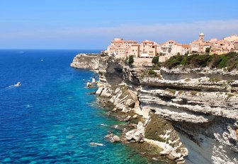 Bonifacio perched atop a cliff edge in Corsica