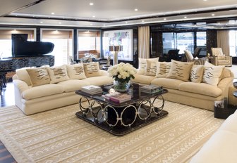 Alberto Pinto designed main salon aboard luxury yacht Alfa Nero