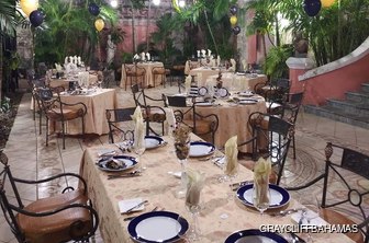 Graycliff restaurant Bahamas dining area night