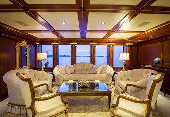 ornate seating area in the main salon of charter yacht MY SEANNA 