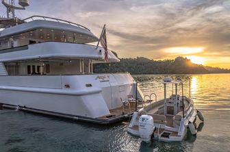 Charter yacht AZUL V at anchor and tender adjacent