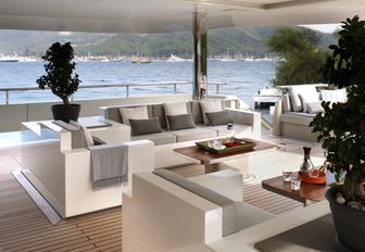 outdoor seating area on board charter yacht Orient Star