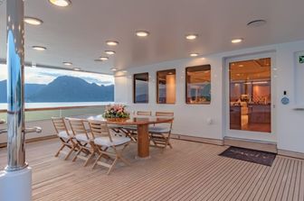 Charter yacht AZUL V exterior deck space and dining options