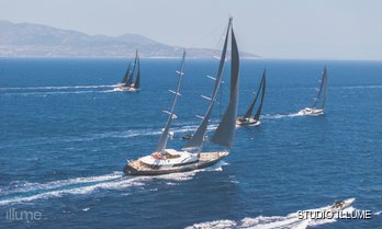 Sailing yachts in action during Cyclades Cup Sailing yachts in action during Cyclades Cup