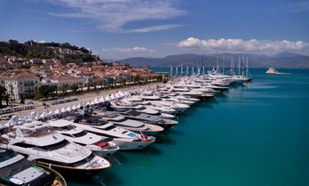 Overview of luxury yacht charters berthed in the port of Nafplion