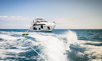 Charter yacht VESTA at sea with water toys Charter yacht VESTA at sea with water toys