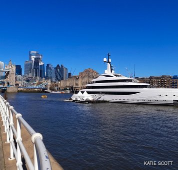Newly Delivered Lürssen Superyacht ODISEA Drops Anchor by London's Tower Bridge 