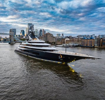 Iconic 122m superyacht charter KISMET arrives in London 