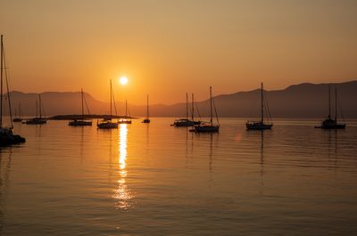 Sunset over the water on Kastos, Greece