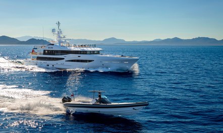55m superyacht GALENE announces rare availability for charters in Sardinia.