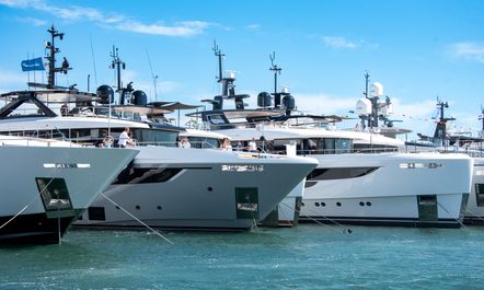 Cannes Yachting Festival 2026: Superyachts at anchor in the Bay of Cannes