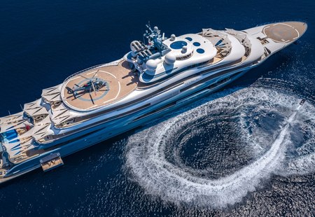 yacht with helicopter