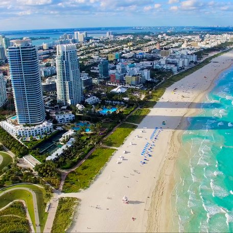 Overhead view of South Beach, Florida.