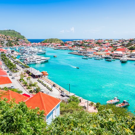 Overview of Gustavia Harbor St Barts, Caribbean