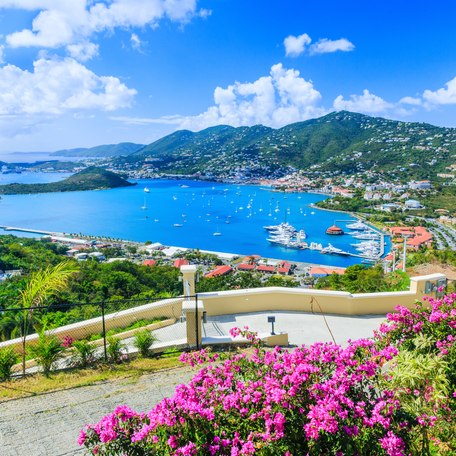 Elevated view of a coastline in the British Virgin Islands