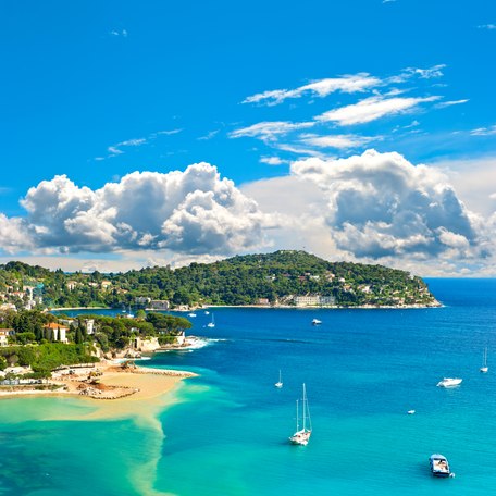 Elevated view of French coast on a clear day