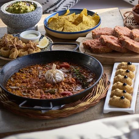 Selection of dishes on table at Diablito Yas Marina
