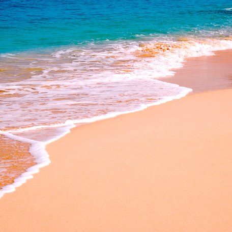 A beach in the Bahamas with pink sand