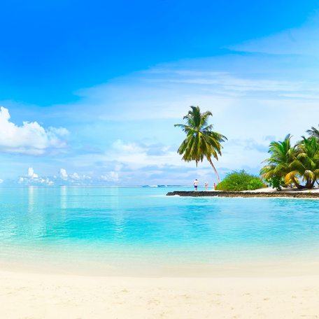 An overview of a beach during a Caribbean yacht charter