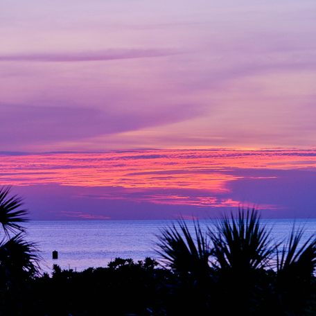 Bahamian sunset of orange and purple hues