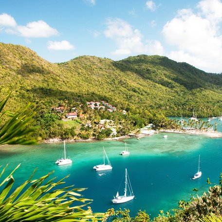 Elevated view of the coastline of Saint Lucia