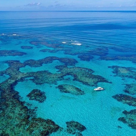 Drone shot of Green Turtle Cay's waters 