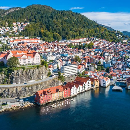 Overhead overview of Bergen, Norway