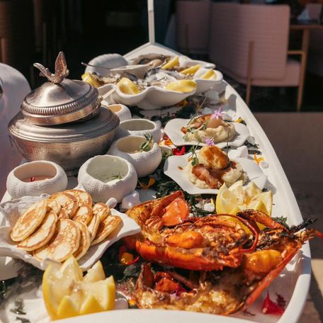 Appetizing spread of fresh seafood 