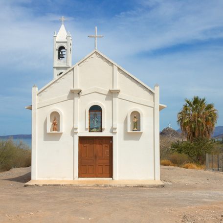 A small white church in Mexico