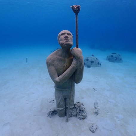 Underwater statue at a diving site in the Bahamas.