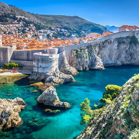 Elevated coastline surrounding Dubrovnik