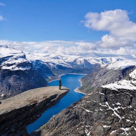 Snow-capped mountains in Norway