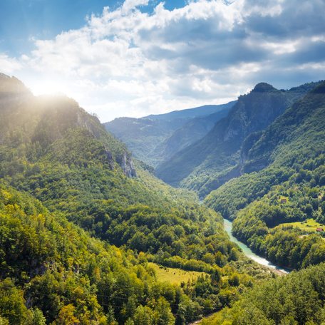 Plush green mountains in Montenegro