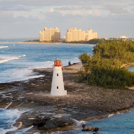 Hog Island lighthouse on Paradise Island Nassau Bahamas