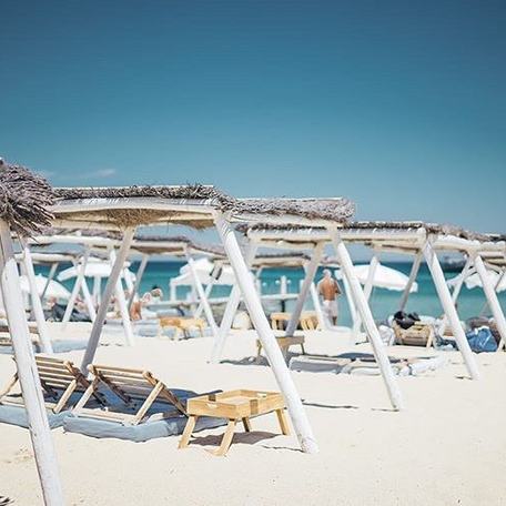 Le Club 55 beach with sun loungers