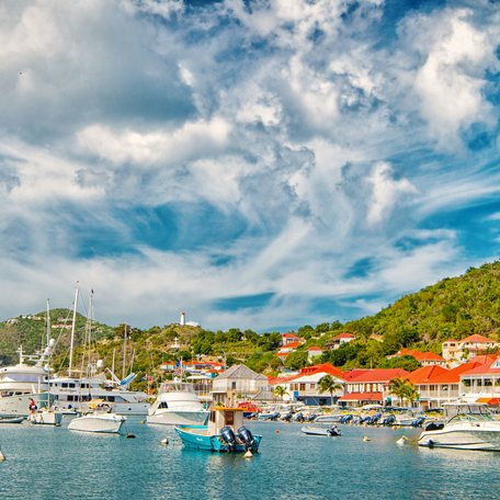 Ground level view of Gustavia Harbor at St Barts